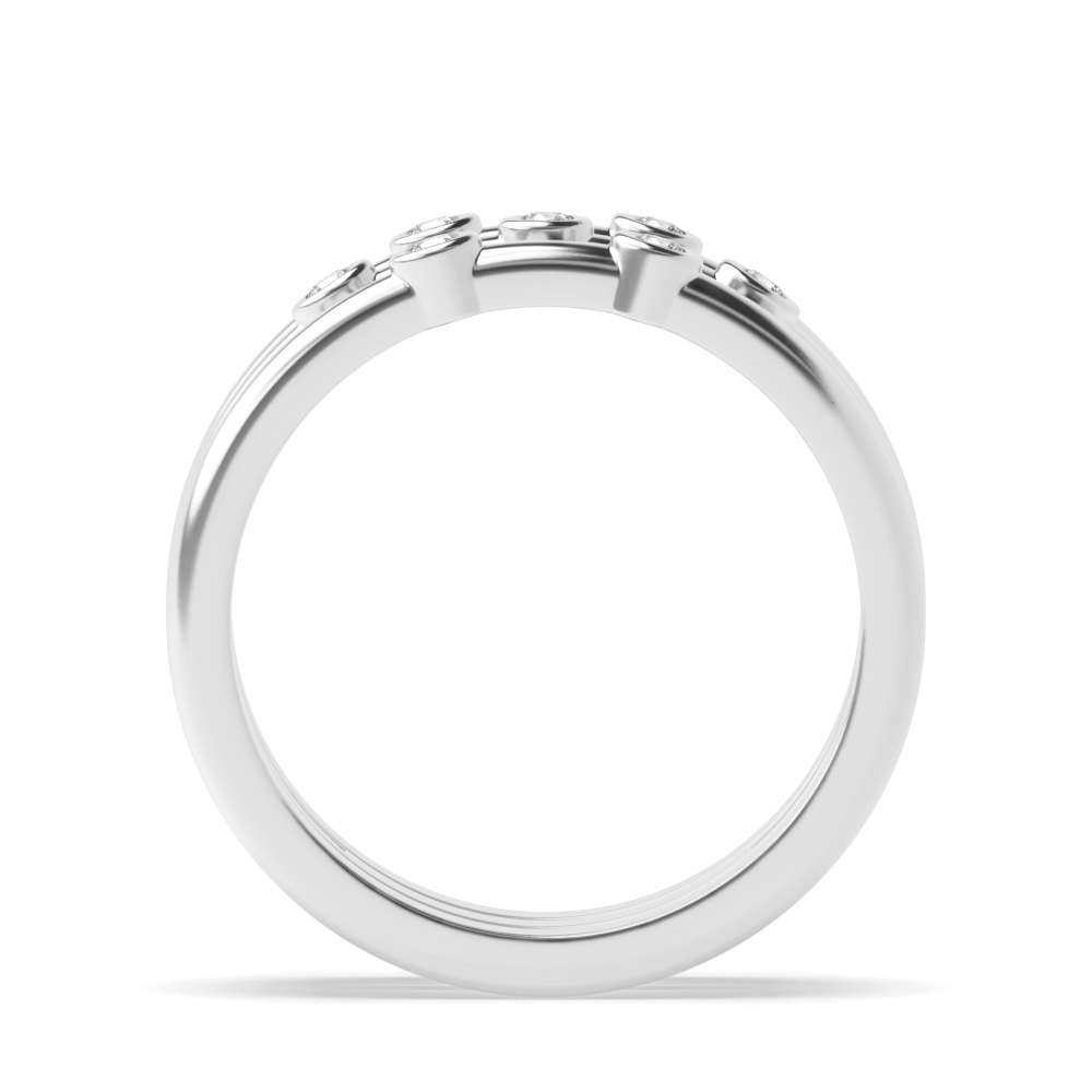 Bezel Setting Round 3 row Lab Grown Stacking Diamond Ring