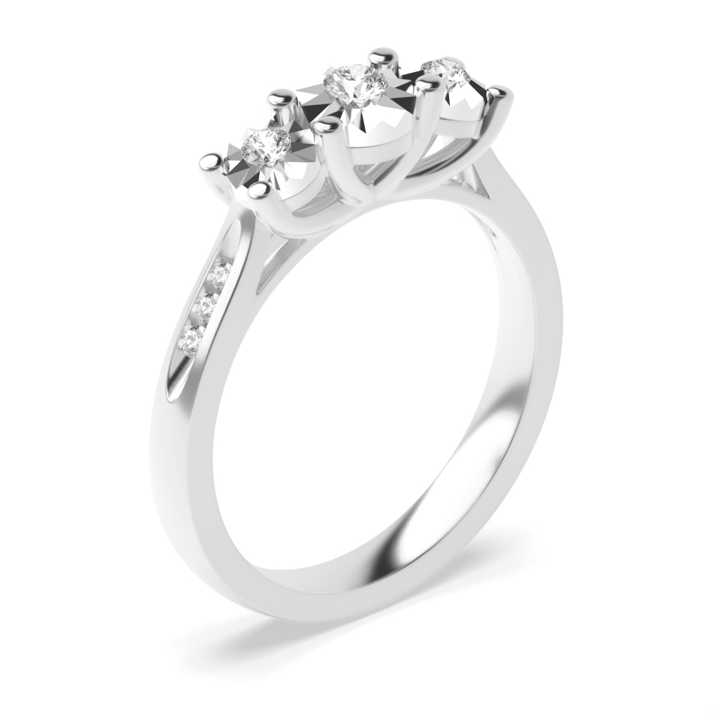 illusion set 3 round diamond and side stone ring