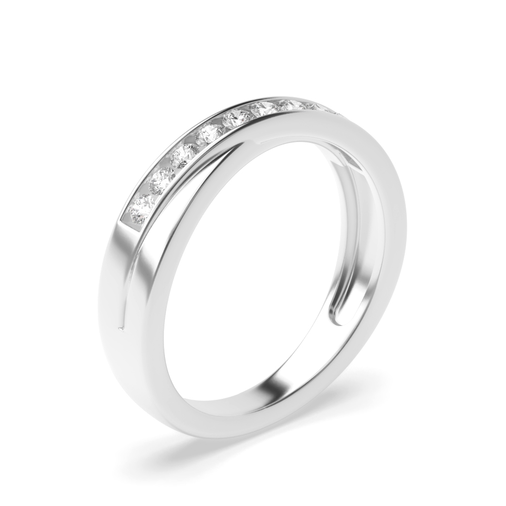 channel setting crossover round diamond ring