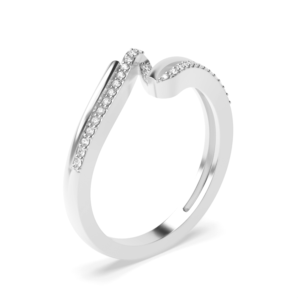 pave setting round diamond fancy wave ring