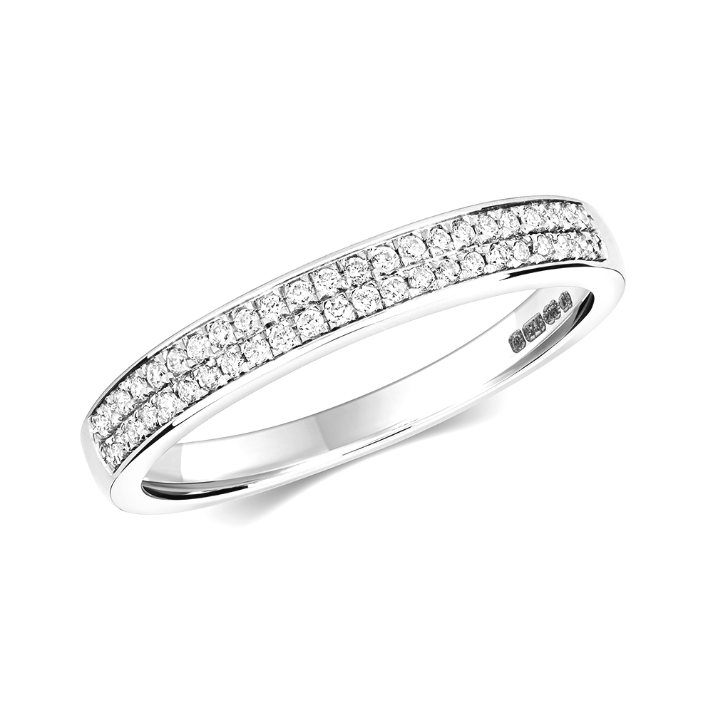 pave setting half eternity round diamond ring