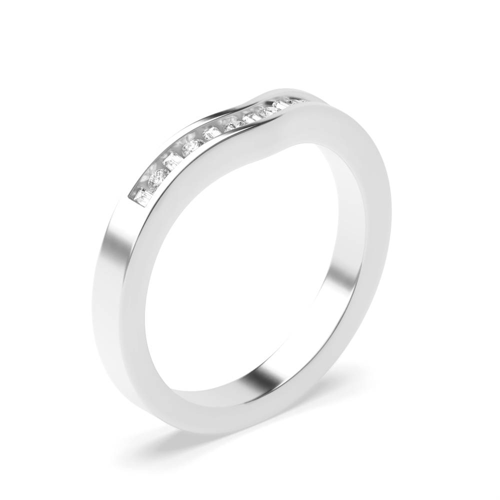 channel setting wishbone style round and baguette diamond ring