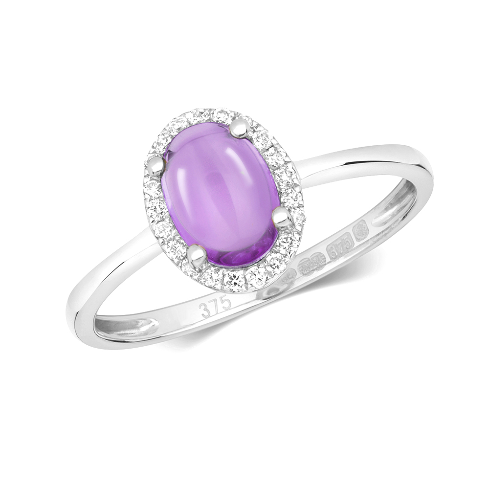 4 Prong Setting Oval Shape Amethyst Gemstone Ring