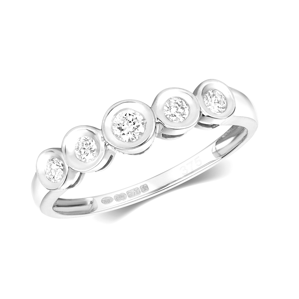 bezel setting 5 round diamond ring