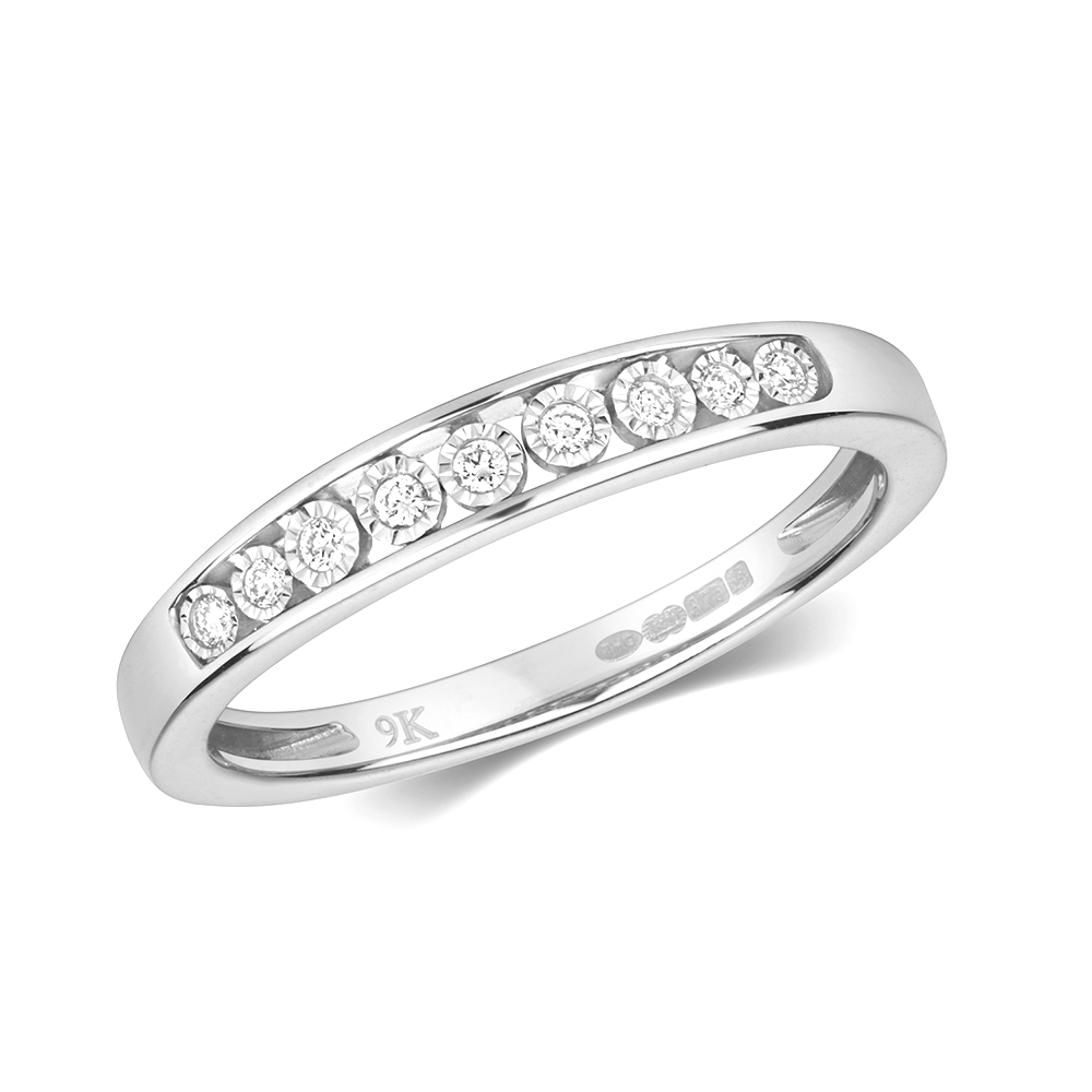 channel setting illusion set round diamond ring