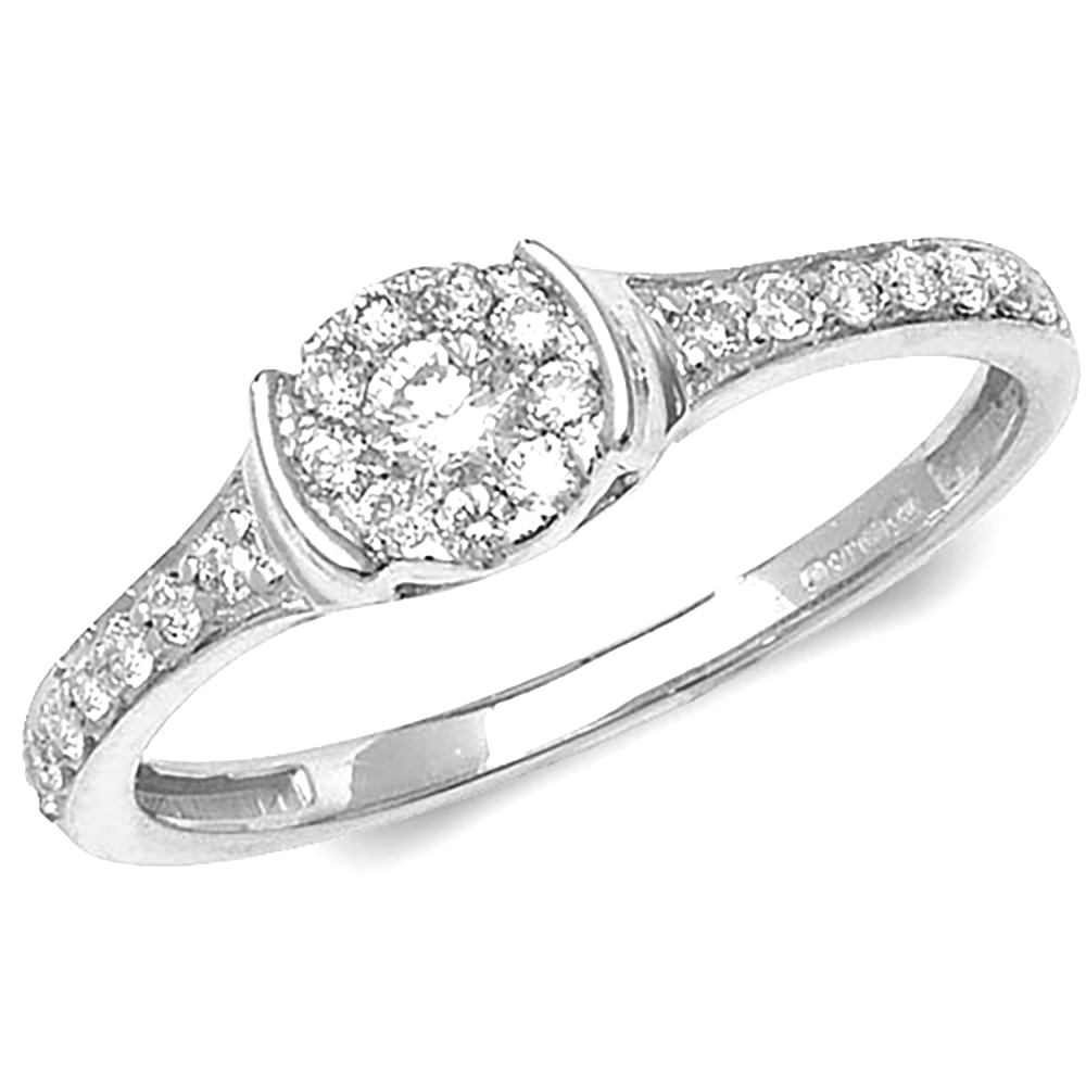 pave setting shoulders set round diamond ring