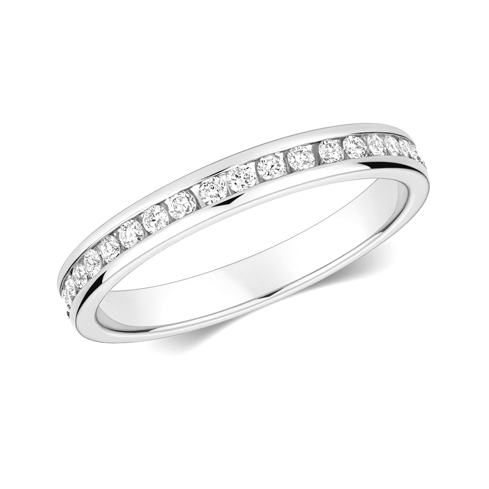 channel setting full eternity round diamond ring