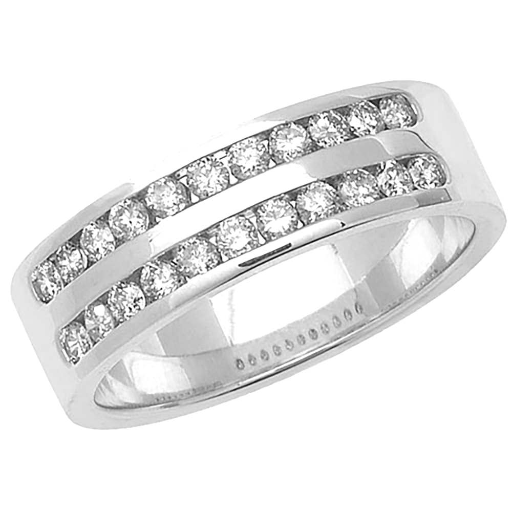 channel setting half eternity round diamond ring