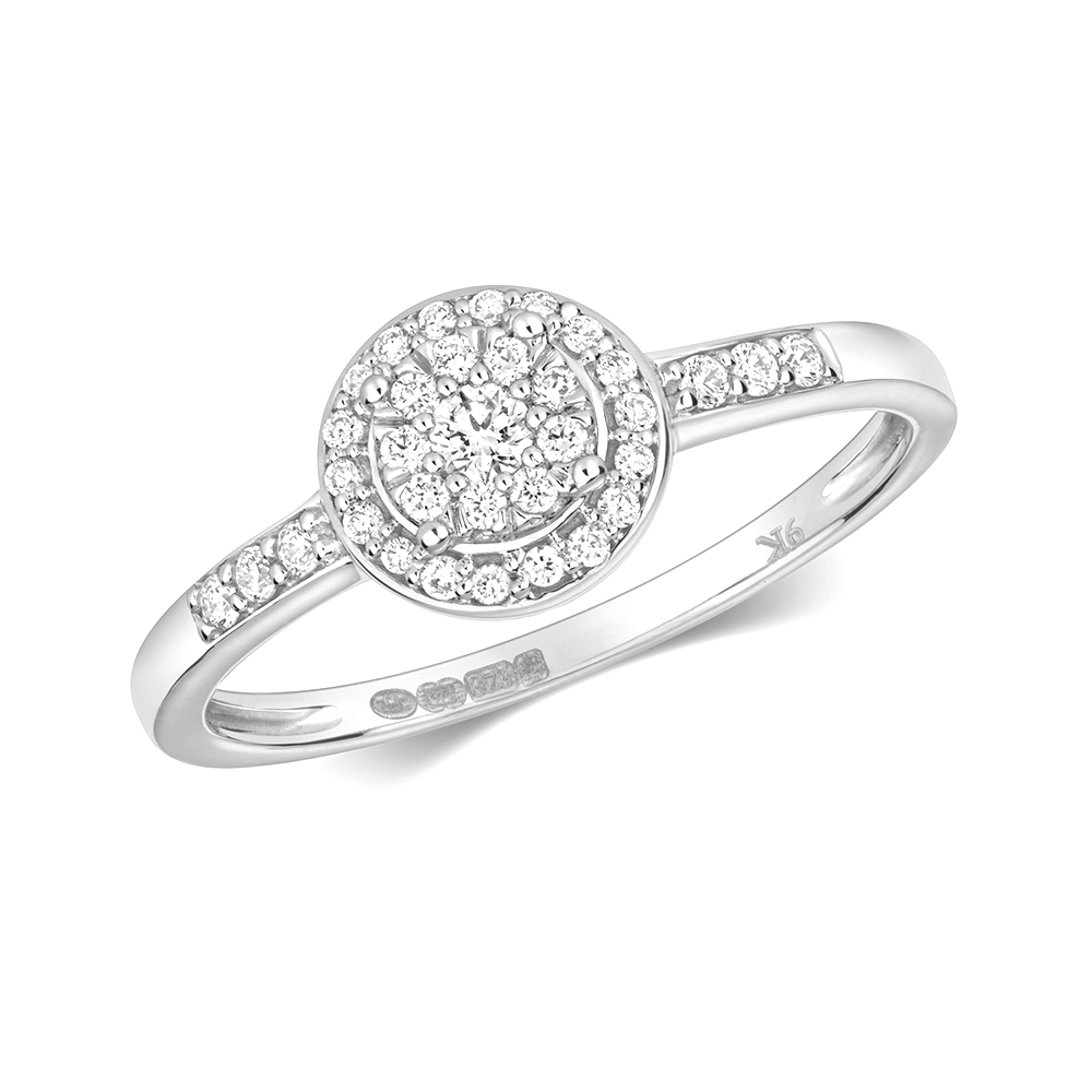 pave setting soulders set round diamond ring