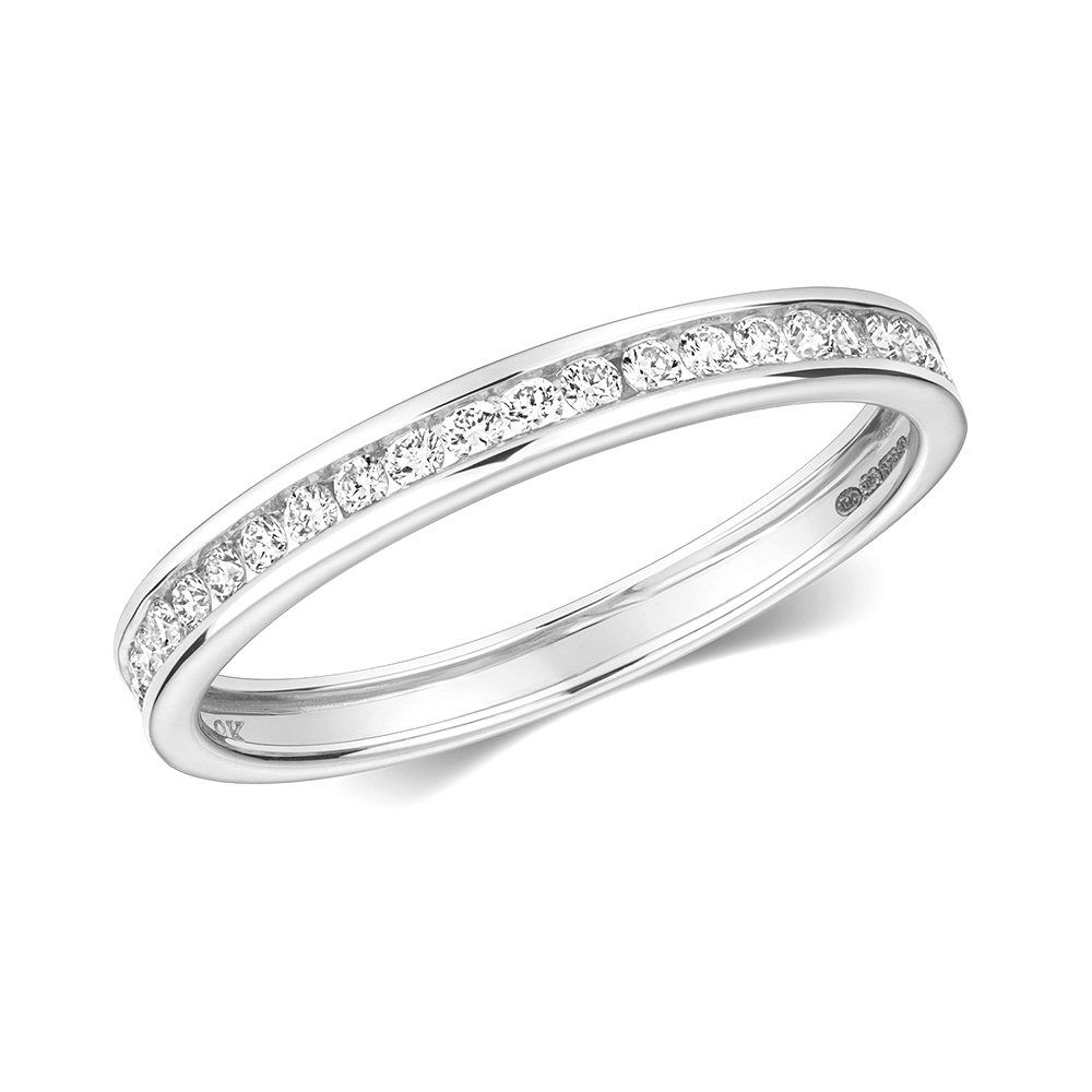 channel setting full eternity round diamond ring