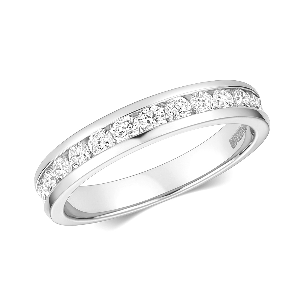 Channel Setting Half Eternity Round Diamond Ring Abelini Uk