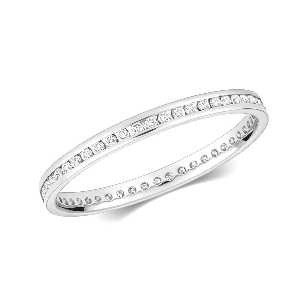 channel setting full eternity round diamond ring