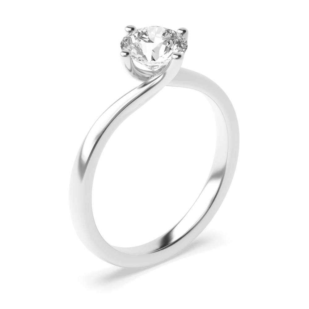 4 prong setting twist solitaire round diamond ring