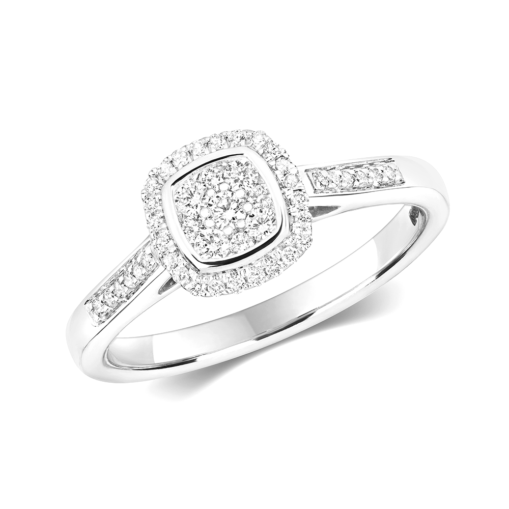 cushion design pave setting round diamond cluster ring