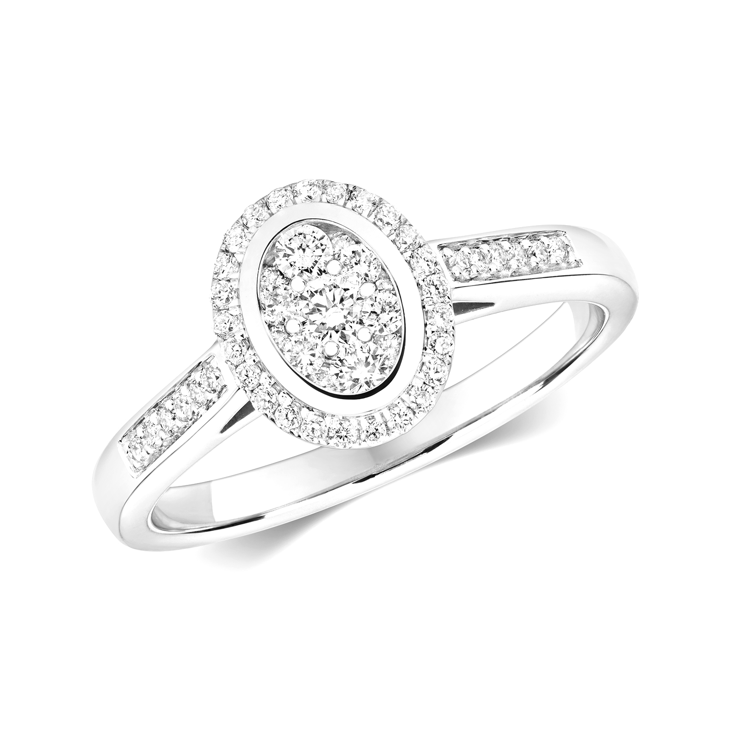 Oval Design Pave Set Round Diamond Cluster Ring - Abelini Uk