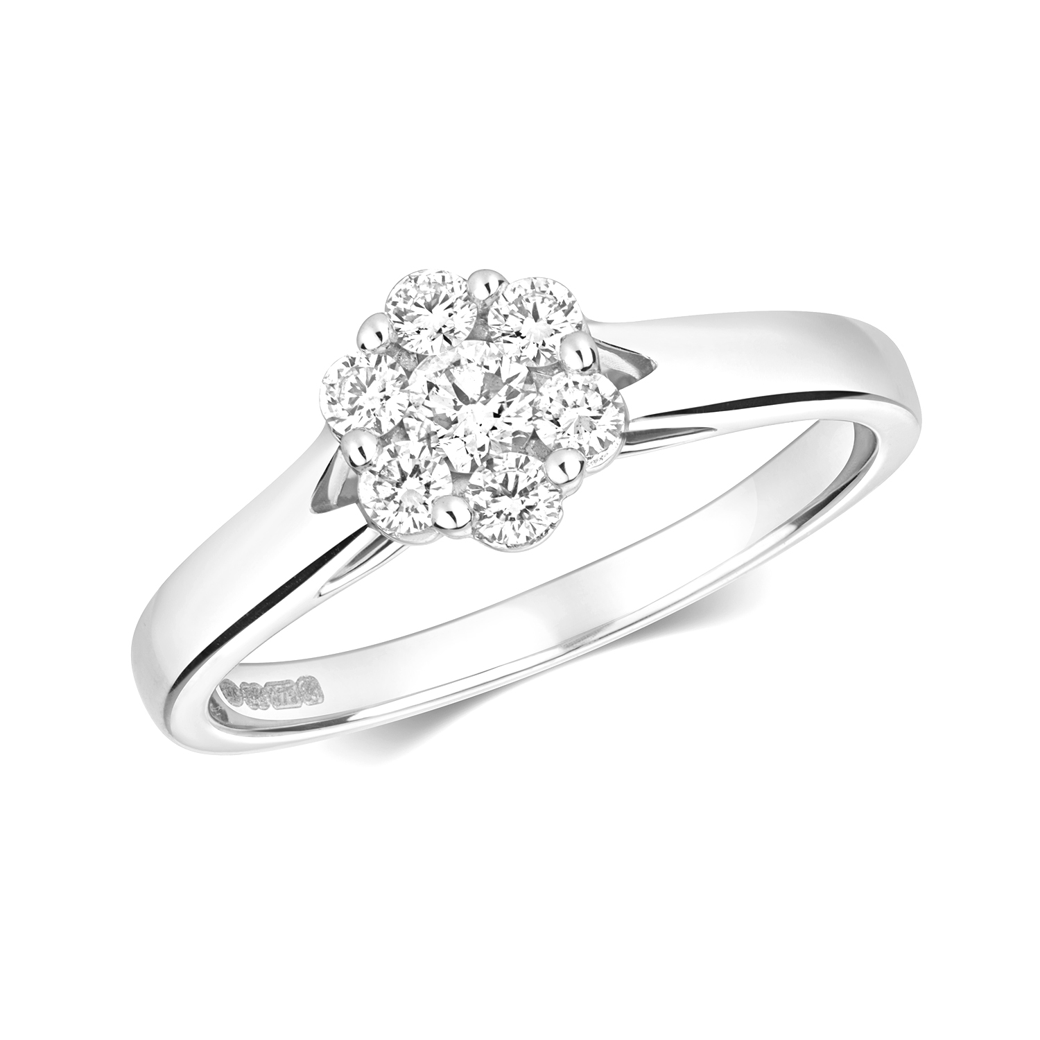 6 prong setting round diamond cluster ring