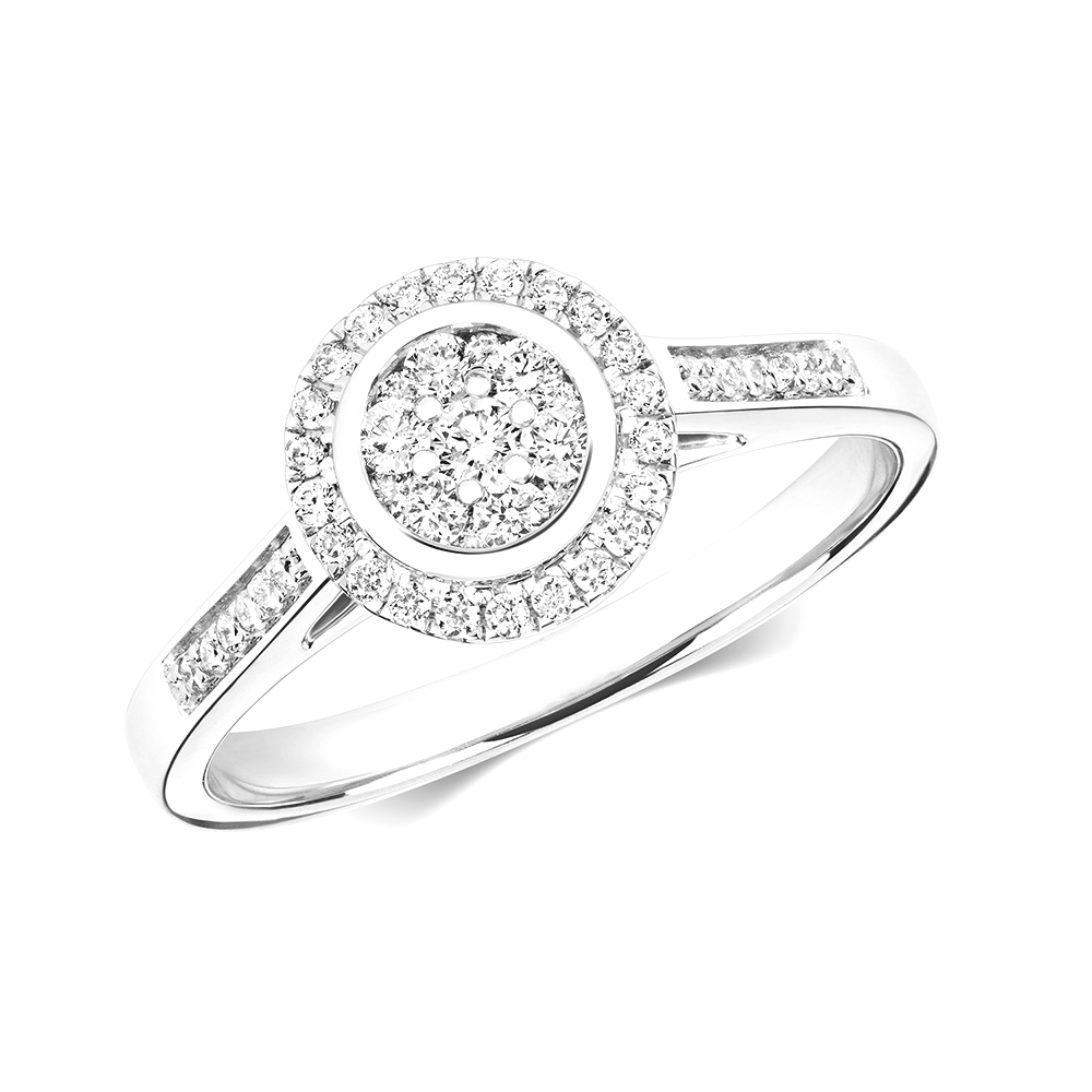 pave setting round diamond cluster ring