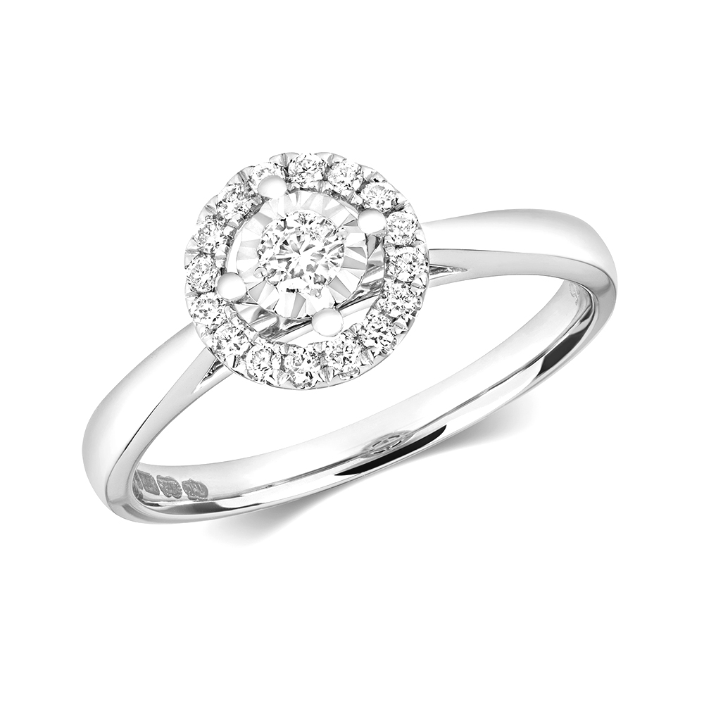 4 prong setting illusion set round diamond solitaire ring