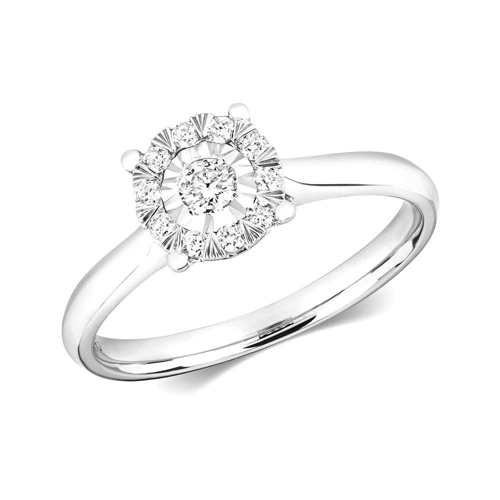 4 prong setting illusion set round diamond solitaire ring