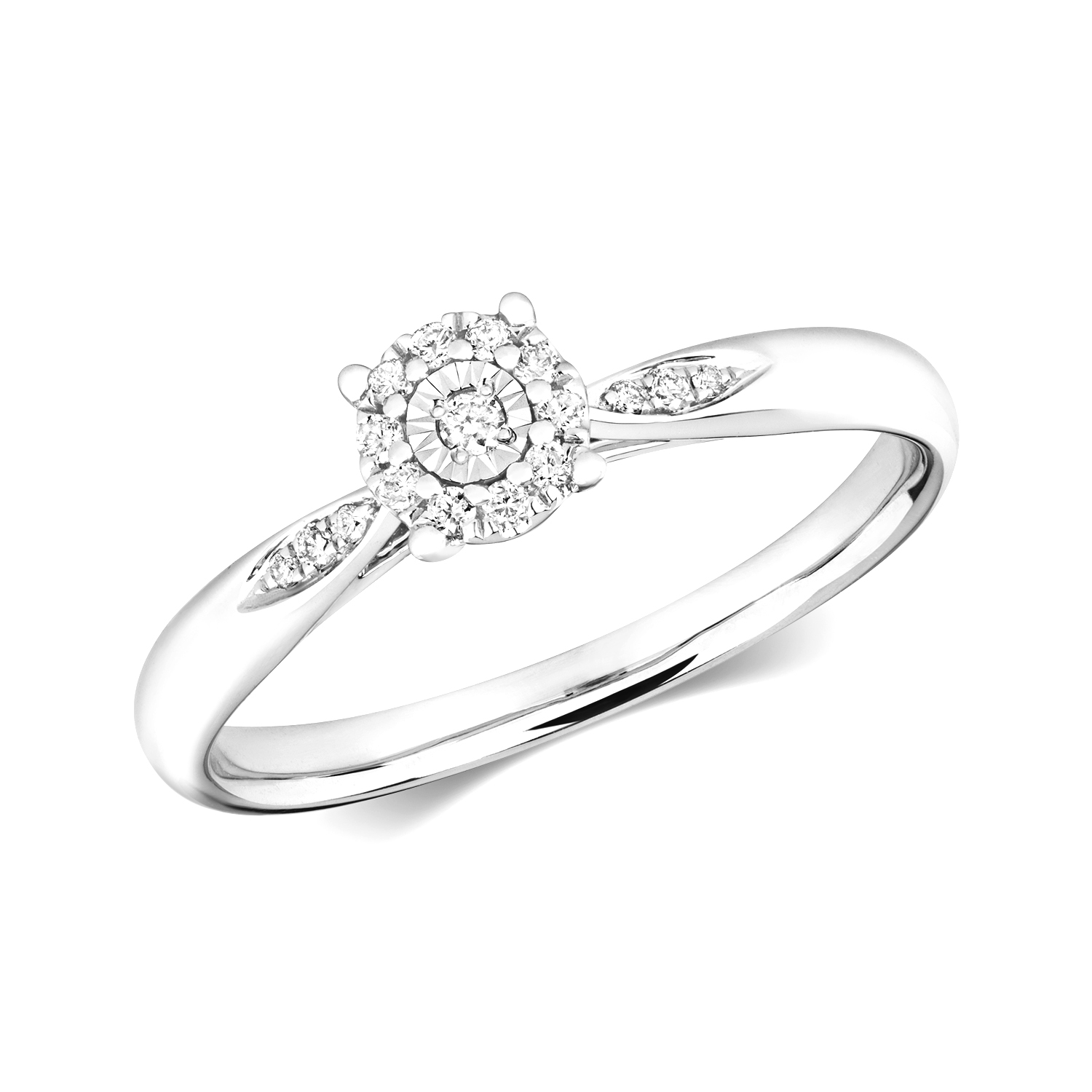 4 prong setting illusion set round diamond solitaire ring