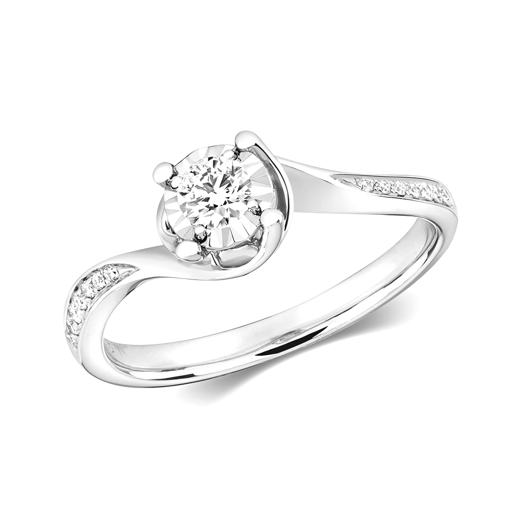 4 prong setting illusion set round diamond engagement ring