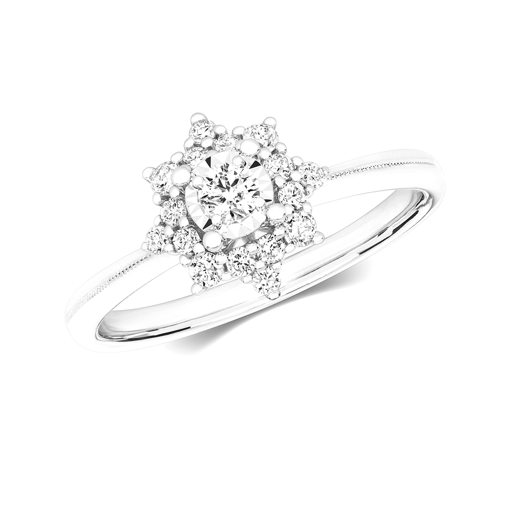 4 prong setting illusion set round diamond ring
