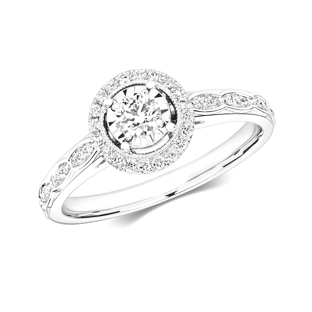 4 prong setting illusion set round diamond ring