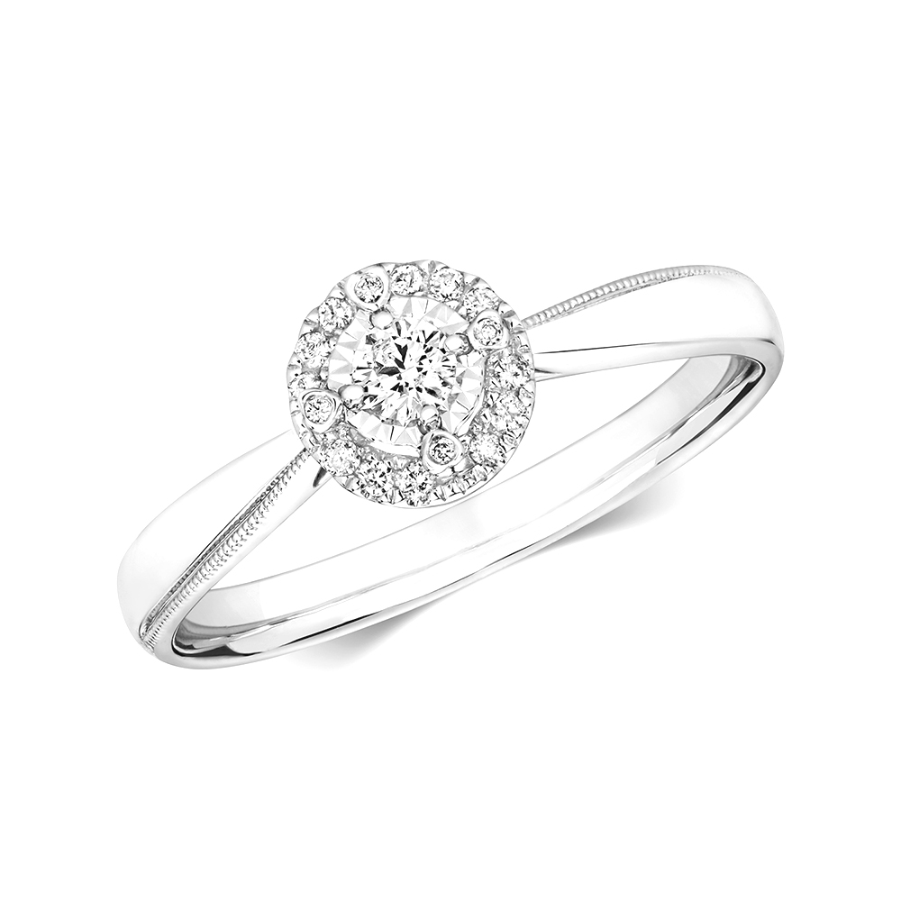 4 prong setting illusion set round diamond ring