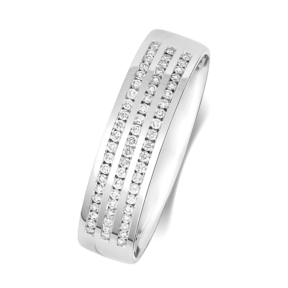 channel setting round diamond half eternity ring
