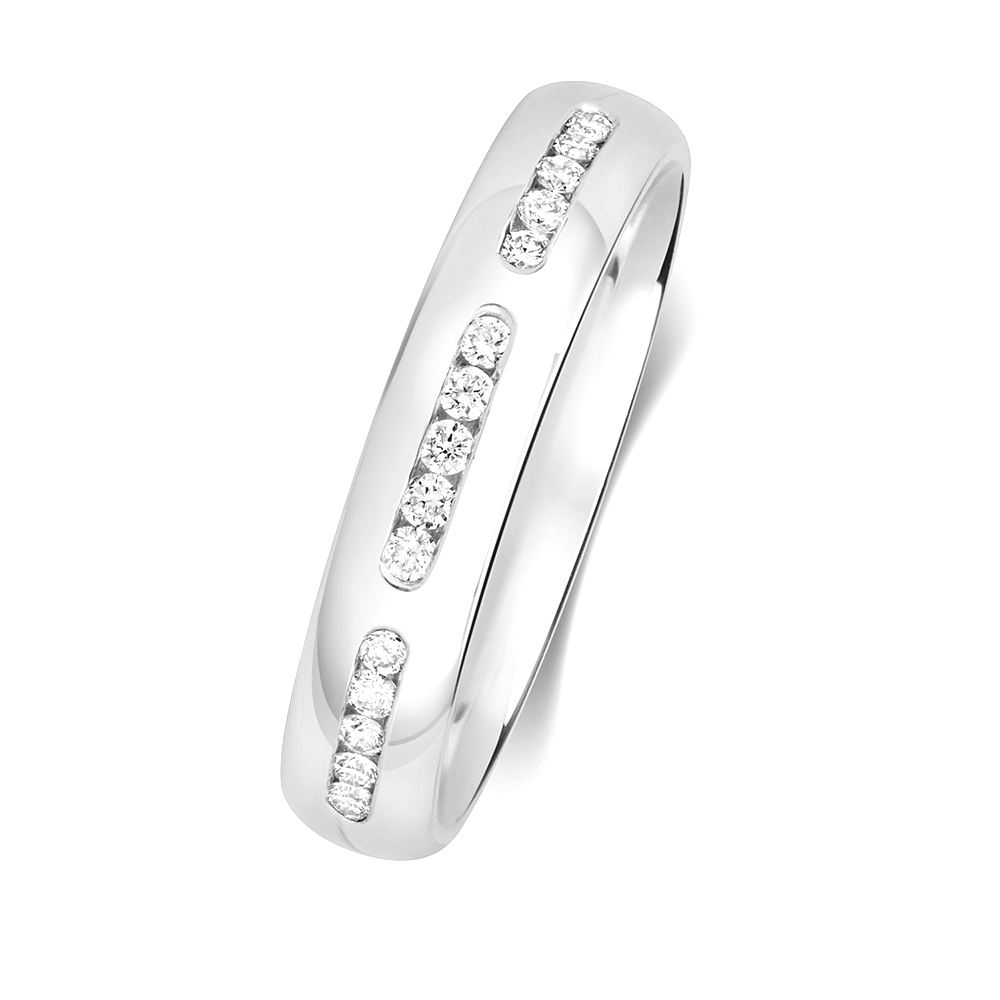 channel setting round diamond half eternity ring