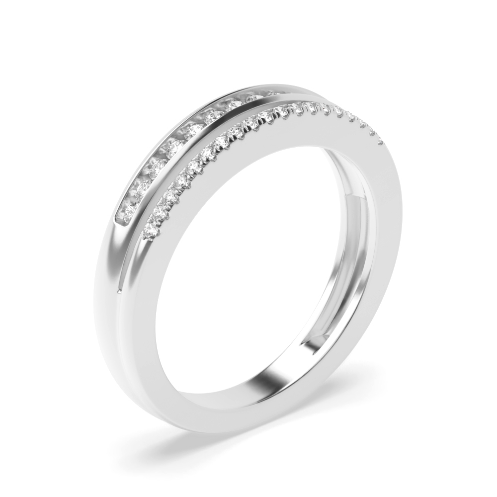 channel setting round diamond split eternity ring