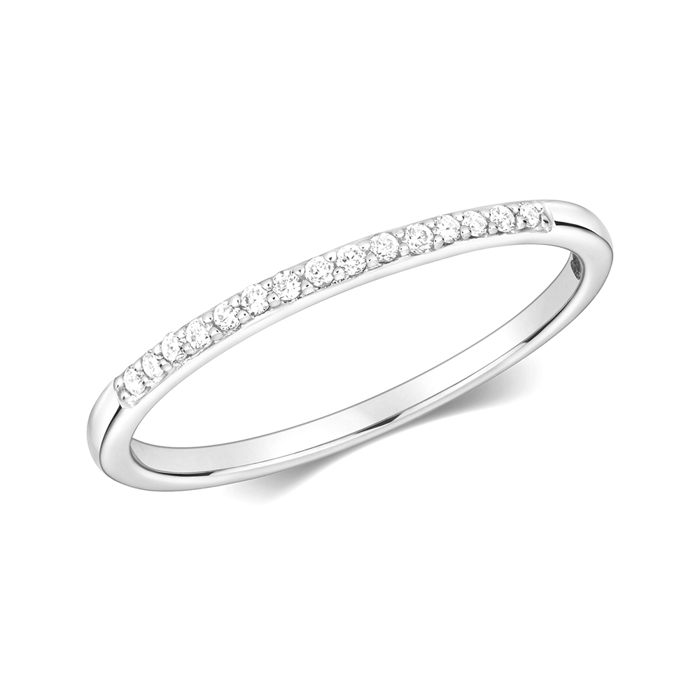 pave setting round diamond half eternity ring