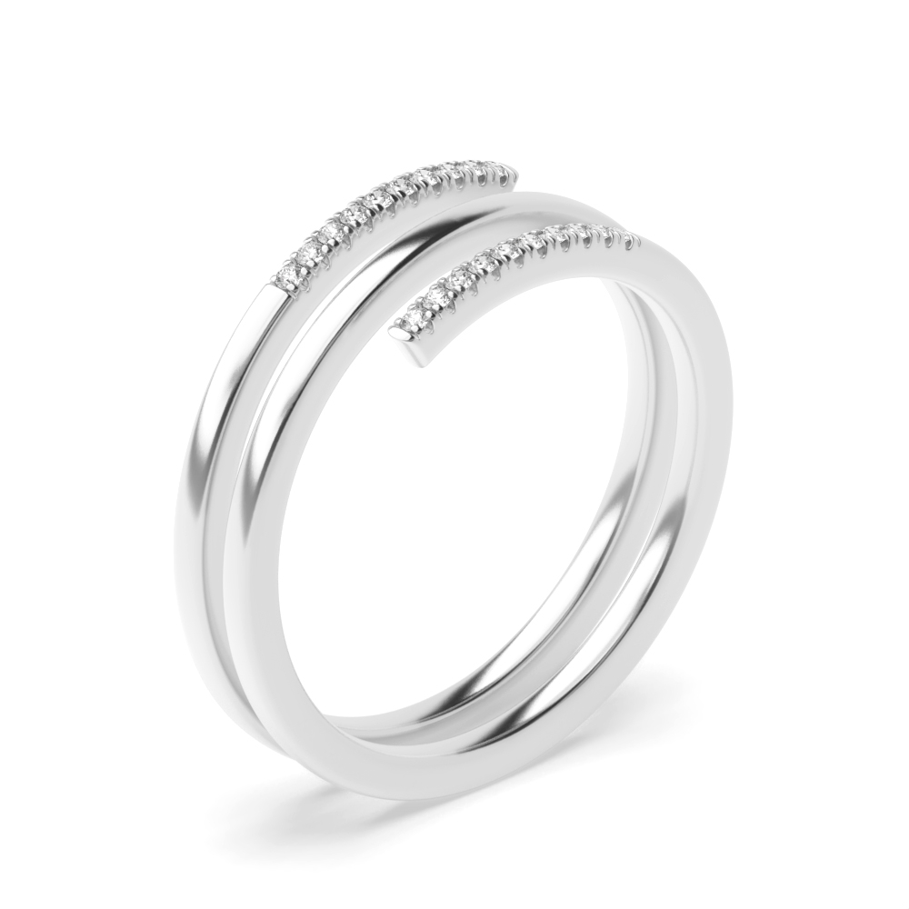 prong setting round diamond half eternity spiral ring