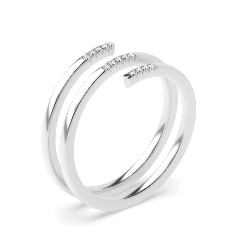 prong setting round diamond half eternity spiral ring