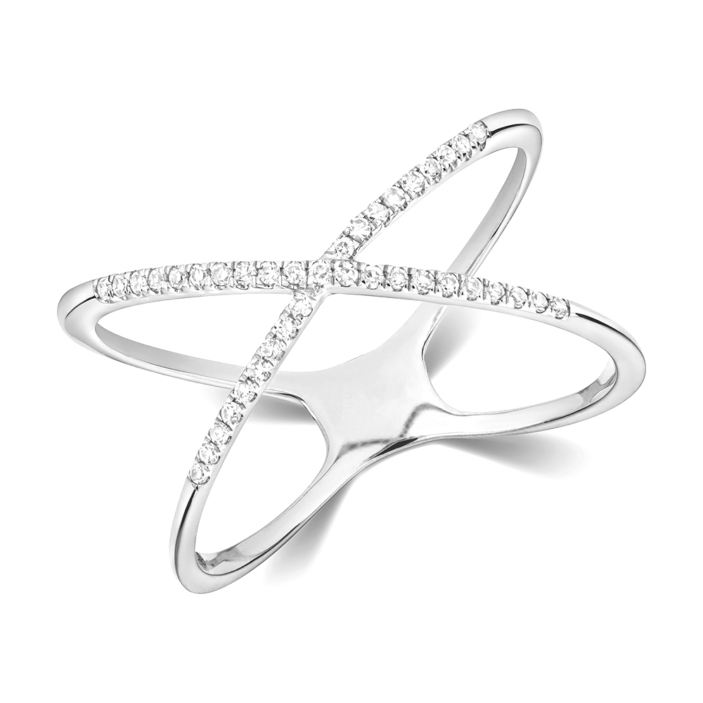 prong setting round diamond x style ring
