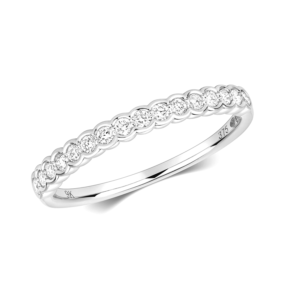 bezel setting round diamond half eternity ring
