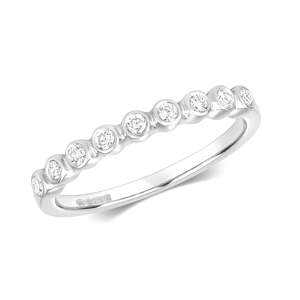 bezel setting round diamond half eternity ring