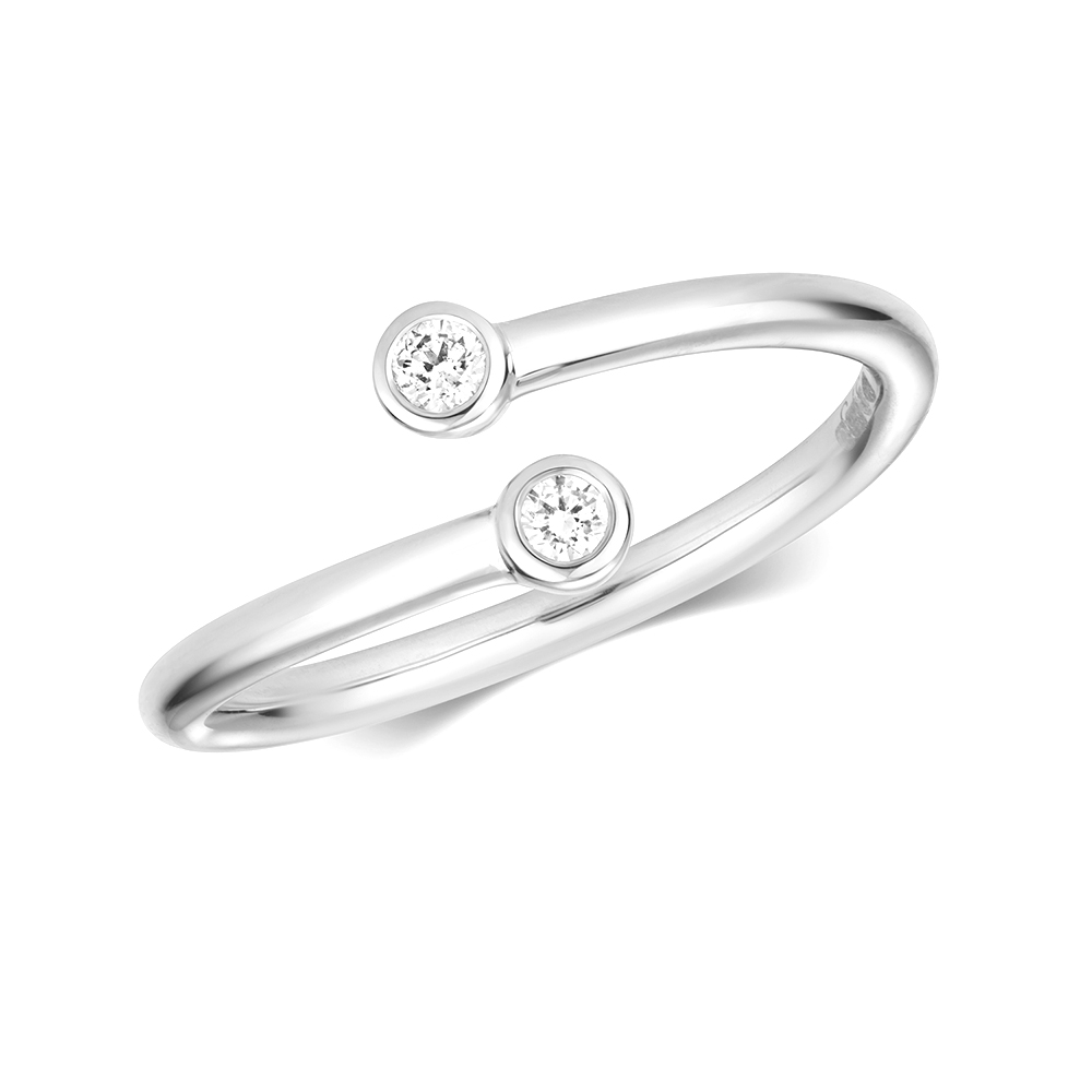 bezel setting 2 round diamond ring