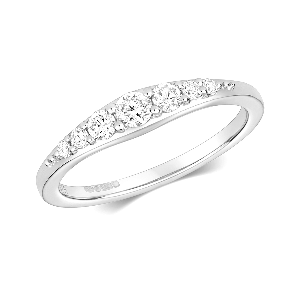 prong setting round diamond half eternity ring