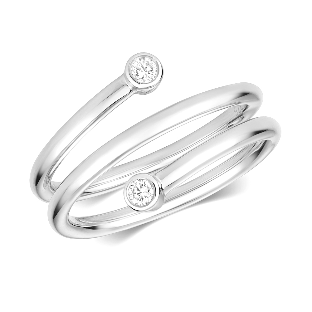 bezel setting round diamond spiral ring