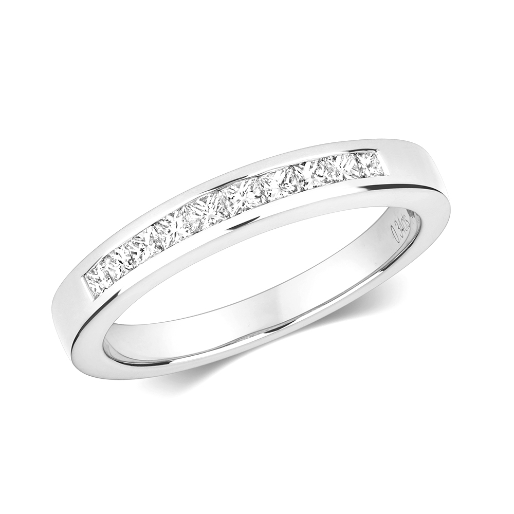 channel setting princess diamond half eternity ring