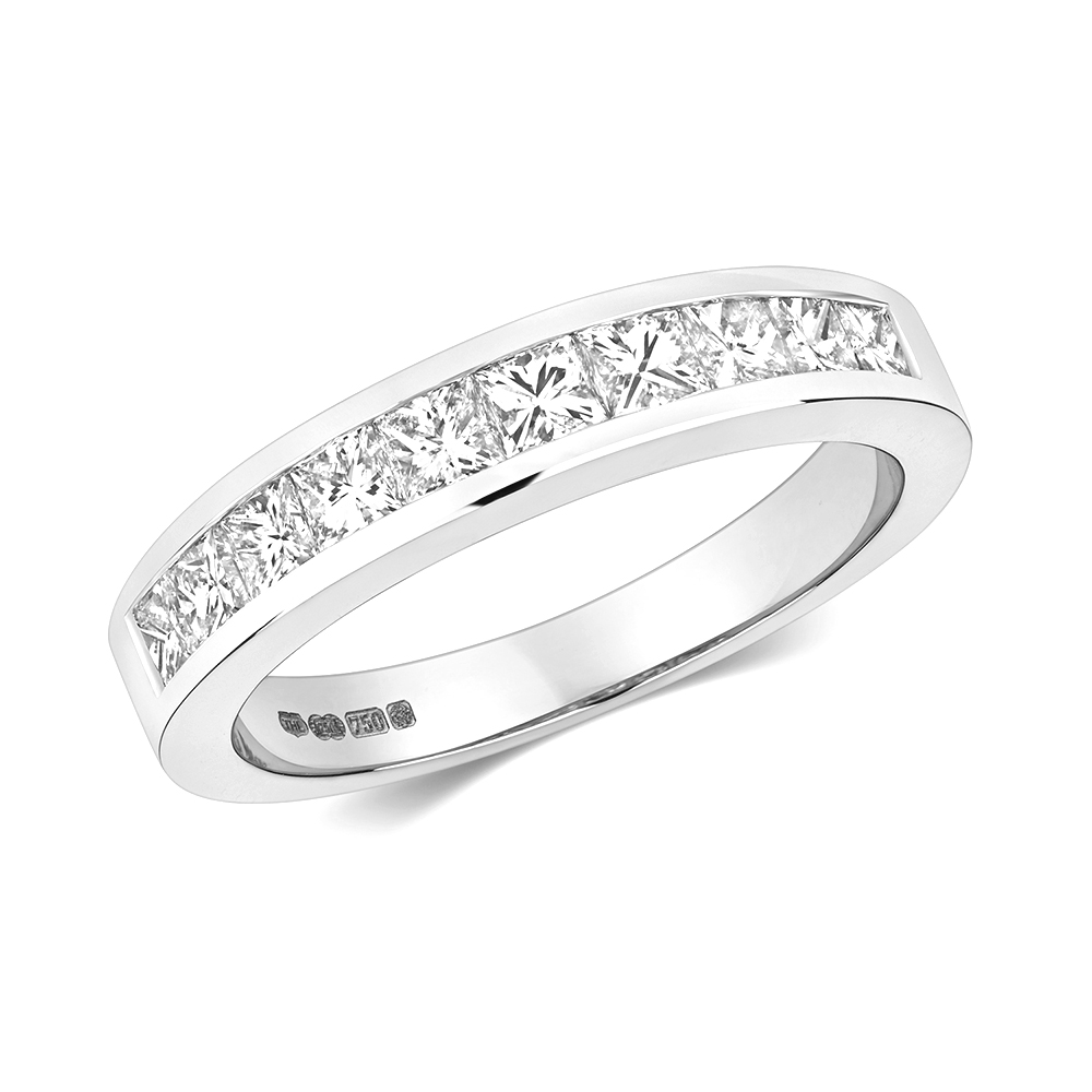 channel setting princess diamond half eternity ring