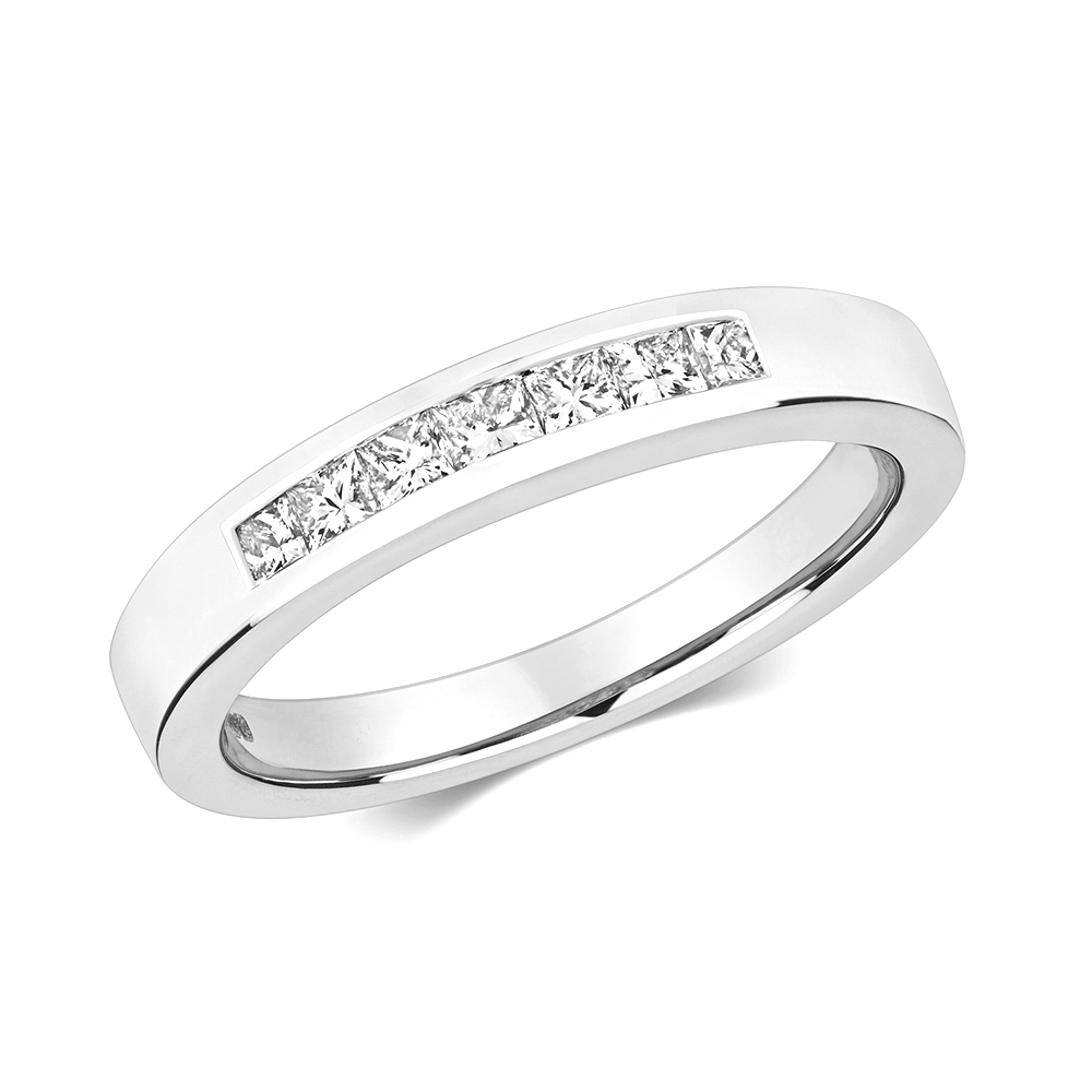 channel setting princess diamond half eternity ring