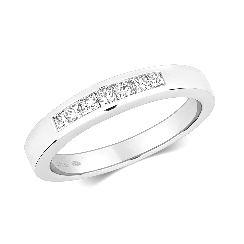 channel setting princess diamond half eternity ring