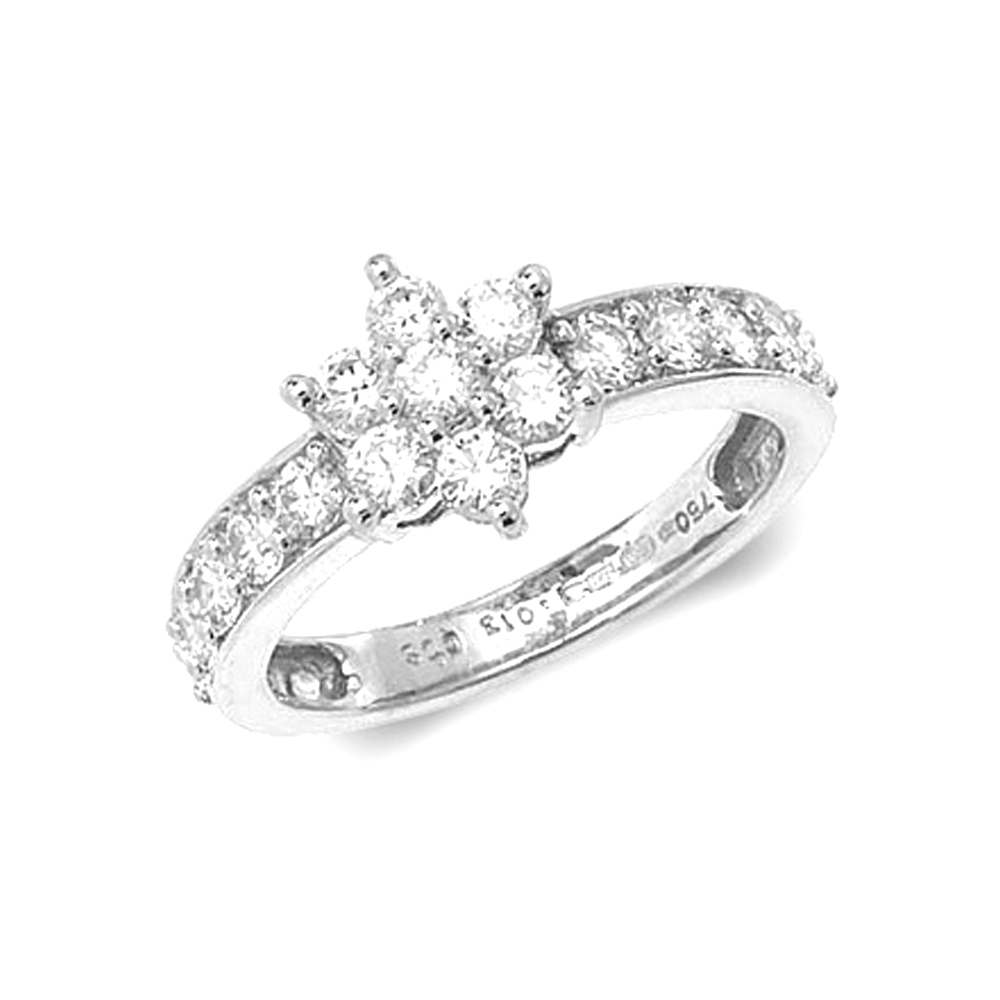 prong setting round diamond shoulders set ring