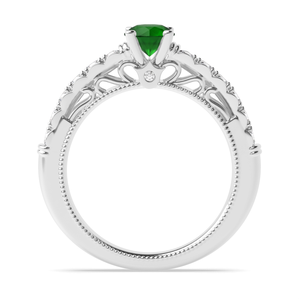 Bezel Setting Round Vintage Emerald Wedding Band