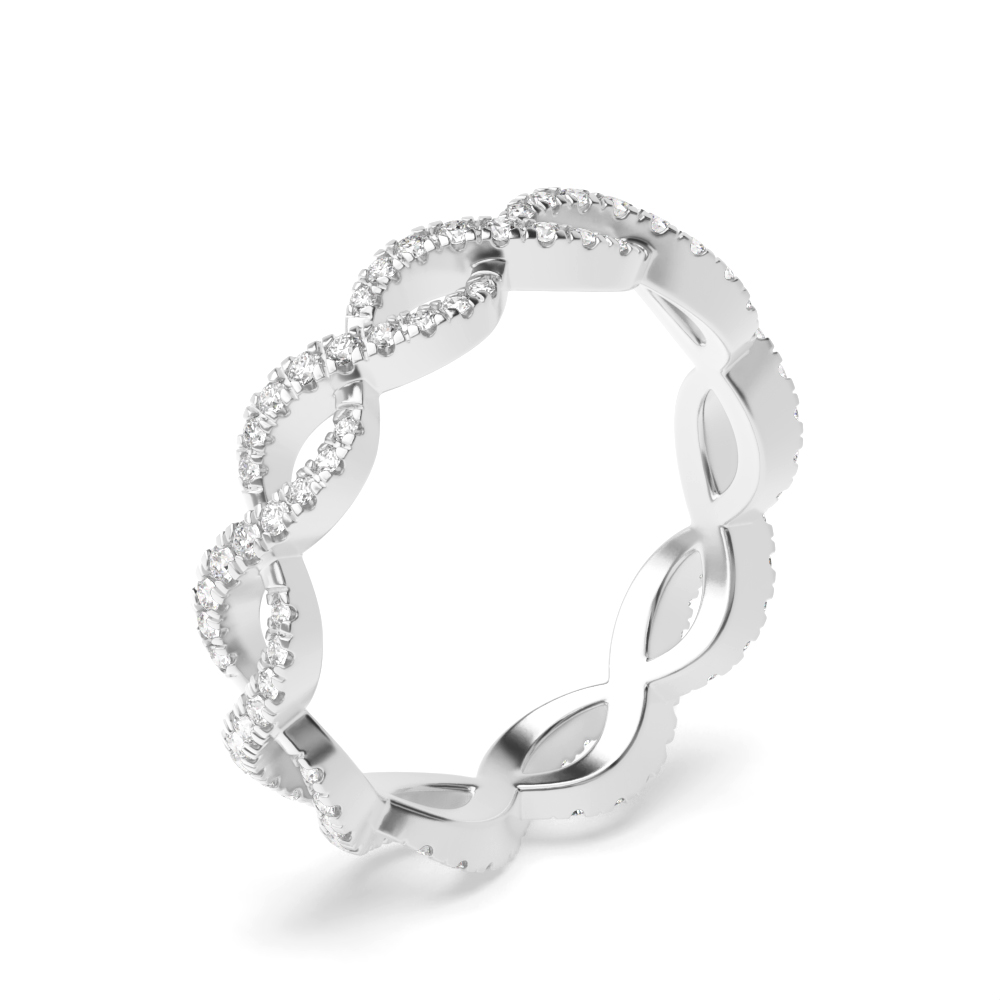 4 prong setting round shape crossover diamond full eternity ring
