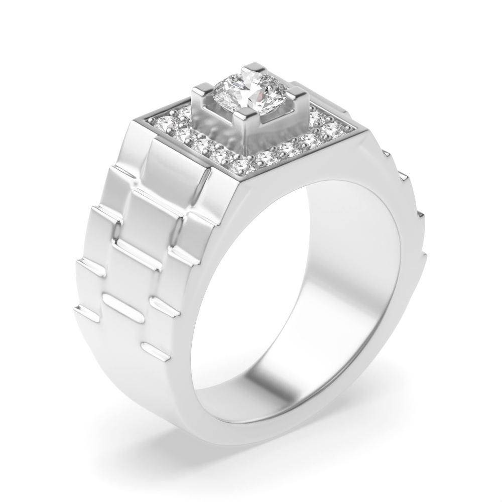 4 prong setting round shape diamond mens ring