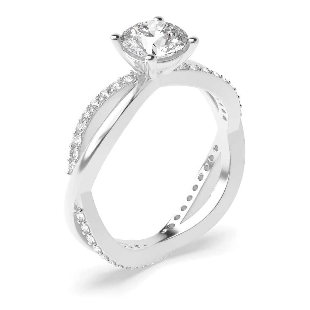 4 prong setting infinity round brilliant diamond ring