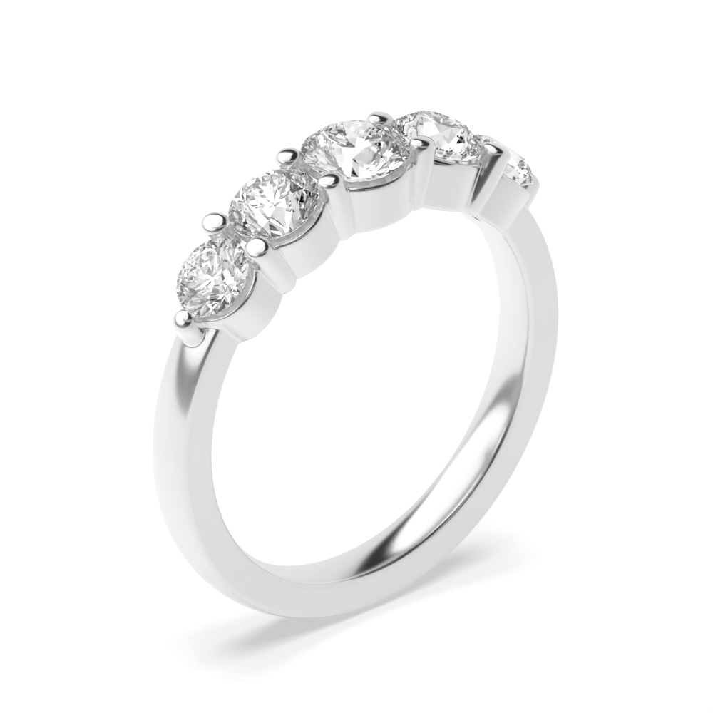 4 prong setting round shape 5 stone ring